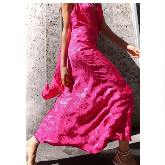 ZARA JACQUARD MIDI DRESS BOW - Picture 4 of 8